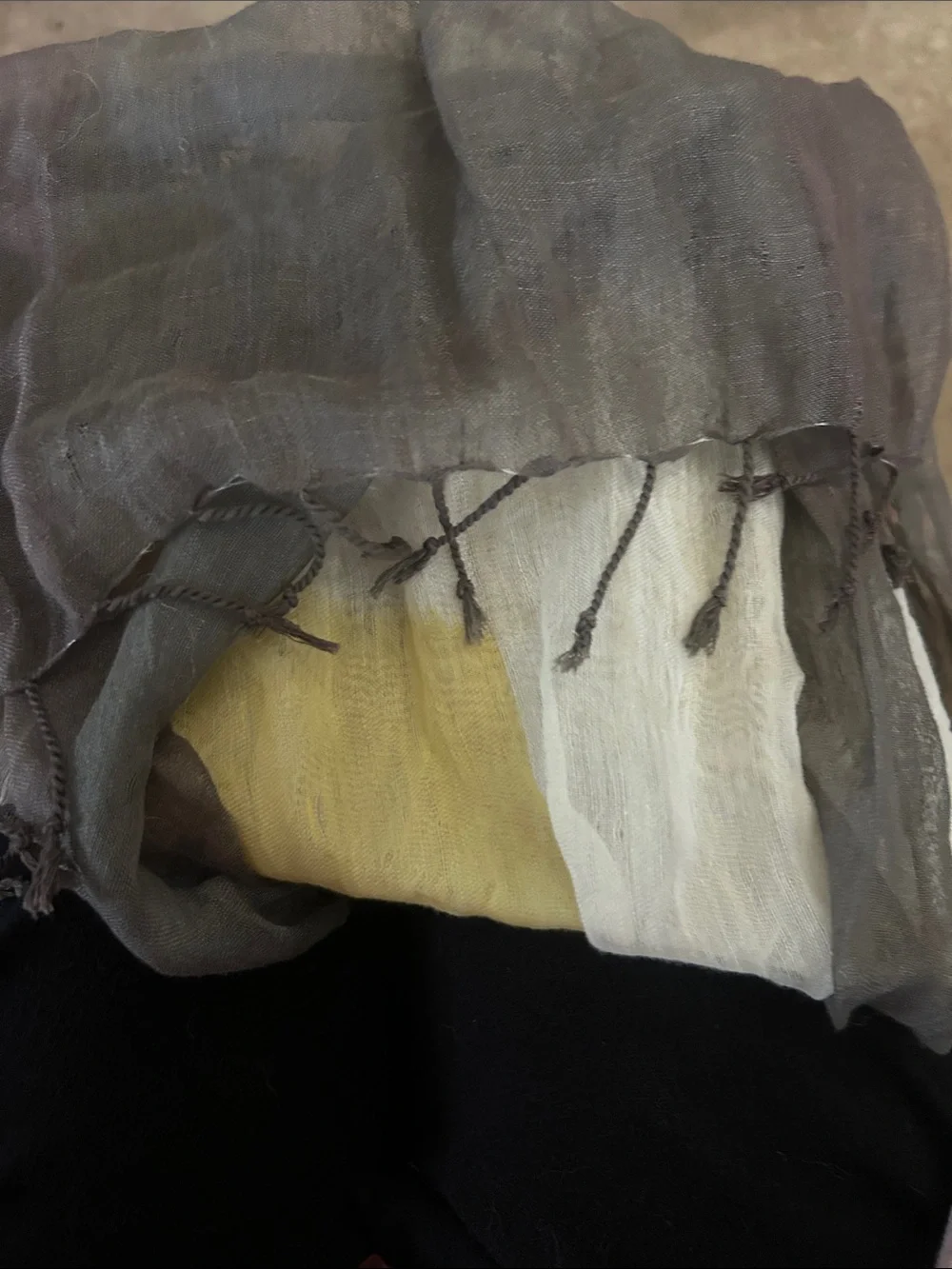 Cejon Yellow White and Gray Lightweight Wrap Scarf